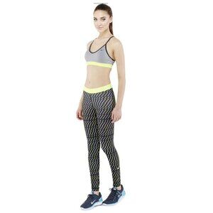 Nike Pro Core Dri-Fit Bolt Print Tights Leggings Neon Yellow Black Size Small
